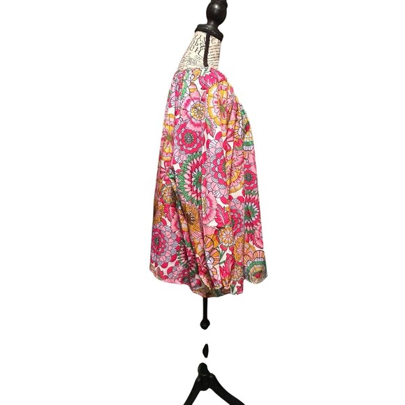 SHEIN Women's Floral Print Long Sleeve Crop Shirt Multicolor Plus Size 4X Fairy - Picture 3 of 8